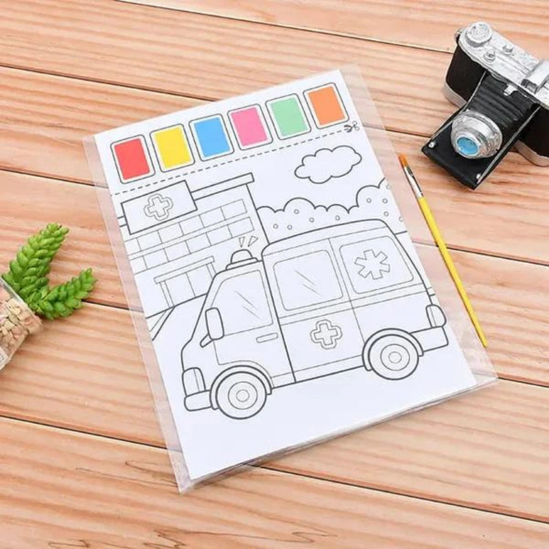 Wishluck's Set of 3 Compact Drawing Books with 6-Color Strip