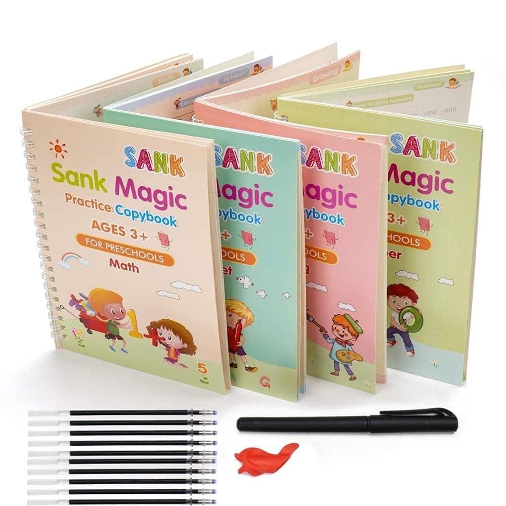 Magic Practice Copybook📚, Buy 1 Set Get 1 Set Free🤩 (8 Book + 2 Pen+ 20 Refill +2 Grip)✍