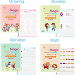 Magic Practice Copybook, (4 BOOK +1 PEN + 10 ) Calligraphy books for kids Reusable Writing Tool