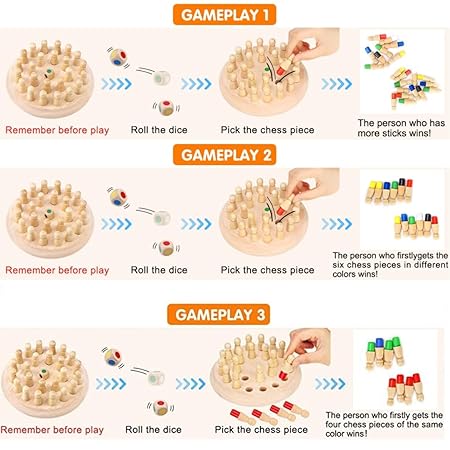 Wishluck's Wooden Memory Match Stick Chess