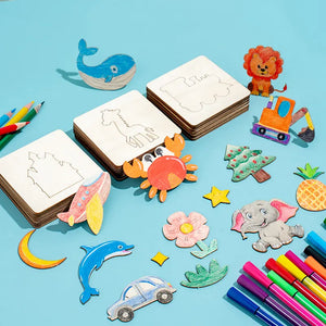 Kids Wooden Painting Stencil kit