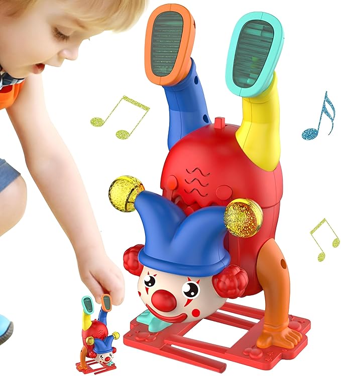 Wishluck's Upside Down Musical  Clown Handstand Walking Joker Toy