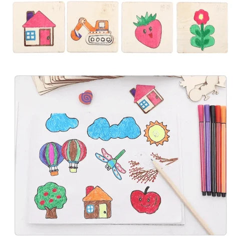 Kids Wooden Painting Stencil kit