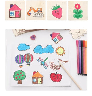 Kids Wooden Painting Stencil kit