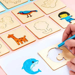 Kids Wooden Painting Stencil kit