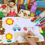 Kids Wooden Painting Stencil kit